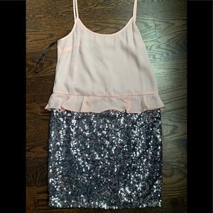 NWT Esley dress.  Platinum sequins with a blush colored top.  Size medium.